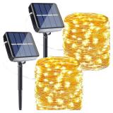 Joomer Solar Fairy Lights, 2-Pack Total 80FT 240LED Solar String Lights Outdoor Waterproof 8 Lighting Modes for Patio Fence Party Garden Yard Home Holiday Tree Outdoor Decoration (Warm White) - Retail
