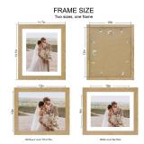 Hongkee 10x12 Picture Frame Set of 4, Made of Real Glass and Natural Oak Frame - Display Picture 8x10 with Mat or 10x12 Without Mat, 10 by 12 Photo for Wall Mounting - Retail: $32