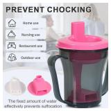 Ehucon Dysphagia Regulating Drinking Cup,include 5cc and 10cc sip cup, No Thickeners (Clear Grey Body Cup& Cherry Pink Lid)