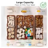 FYY Daily Pill Organizer, 7 Compartments Portable Travel Pill Case, [Folding Design] for Purse Pocket to Hold Vitamins,Cod Liver Oil,Supplements and Medication-Brown - Retail: $8