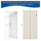 MAGZO Quilted Thermal Insulated Door Curtain, Fits Door Size 30\" x 80\", Oxford Filled with Thicken Cotton, Windproof Insulation Cover Blanket for Winter, Prevent Cold Air, Strong Magnets, Beige - Re