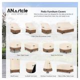 ANartcle 2-Seater Patio Loveseat Cover,58W x 32.5D x 31H Inches Outdoor Couch Cover,100% Waterproof Heavy Duty Patio Sofa Covers,Patio Furniture Covers,Beige&Brown - Retail: $33