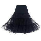DRESSTELLS 50s Petticoat Skirt, Women Vintage Tutu Underskirt,Rockabilly Audrey Hepburn Midi Crinoline, Puffy Retro Tulle Half Slips Black M - Retail: $24