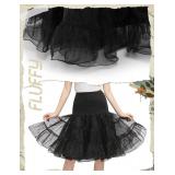 DRESSTELLS 50s Petticoat Skirt, Women Vintage Tutu Underskirt,Rockabilly Audrey Hepburn Midi Crinoline, Puffy Retro Tulle Half Slips Black M - Retail: $24