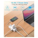 Power Strip Surge Protector - One Beat 6 Widely Outlets with 4 USB Ports (2 USB C), 5 Ft Extension Cord Flat Plug, Wall Mount Outlet Extender Small Power Strip for Travel Home Office College Dorm Room