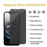 PEHAEL 3 Pack for iPhone 16e/14/13/13 Pro Privacy Screen Protector Full Coverage Anti-Spy Tempered Glass Film 9H Hardness Easy Installation Bubble Free Screen Protector Replacement and Repair Kit - Re