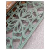 Sumnacon Cast Iron Trivet Heat Resistant Iron Trivets for Hot Dish Pot Pan Plate Teapot, Rustic Cast Iron Trivets for Cooktop Kitchen Dining Table, Rectangle Metal Trivet with Rubber Feets, Green - Re