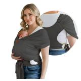 Stylish Dark Gray & Gold Baby Carrier Wrap: Comfortable, Soft & Supportive, Adjustable Ring Sling for Mom & Dad, Ideal for Baby Registry, Newborn to Toddler, Baby Shower - Retail: $37