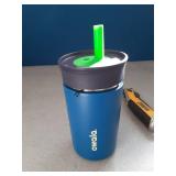 Owala Kids Insulation Stainless Steel Tumbler with Spill Resistant Flexible Straw, Easy to Clean, Kids Water Bottle, Great for Travel, Dishwasher Safe, 12 Oz, Navy and Blue (Home Base) - Retail: $20