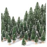 30Pcs Mini Christmas Trees Artificial Christmas Tree Bottle Brush Trees with Wooden Base for Christmas Decor Christmas Party Home Table Craft Decorations(Green-A) - Retail: $18
