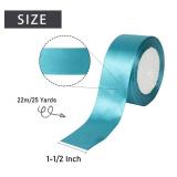 1-1/2 Inch Turquoise Soild Satin Ribbon Single Faced Teal Fabric Ribbons for Gift Wrapping Sewing Wreath DIY Bows Floral Decoration Card Invitation, 25 Yards