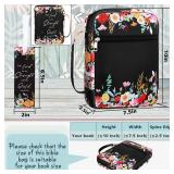 Laumoi Bible Cover Floral Bible Case with Handle and Zippered Back Pocket 10 Inch Women Bible Bag with Bookmark Portable Bible Carrying Case for Bible Study, Outdoor, Daily Commuter (Less Flower) - Re