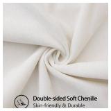 decorUhome Spring Chenille Soft Cozy Throw Pillow Covers 18x18 Set of 2, Modern Farmhouse Boho Velvet Decorative Pillow Cases with Stitched Edge for Couch Sofa Bed Home Decor, Cream White - Retail: $1