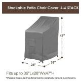 Vailge Stackable Patio Chair Cover,100% Waterproof Outdoor Chair Cover, Heavy Duty Lawn Patio Furniture Covers,Fits for 4-6 Stackable Dining Chairs,36\"Lx28\"Wx47\"H,Grey - Retail: $25