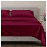 Mayfair Linen 100% Egyptian Cotton Queen Size Sheet Set - 4 PC 600 Thread Count Egyptian Cotton Sheets Set for Queen Size Bed (Burgundy), Soft, Cooling, Luxury Hotel 16\" Deep Pocket Sateen Bedsheet -