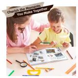 Hiwhy Scrapbook Album, 8\"x8\" DIY Photo Album with Square Window Linen Cover Kraft Paper 32 Sheets, Stylish Memory Book for Wedding, Anniversary, Family, Travel, Beige - Retail: $9