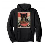 Cat Ramen Japanese Funny Kawaii Cat Graphic Mens Gifts Anime Pullover Hoodie - Retail: $35