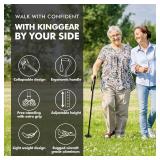KINGGEAR F1 Walking Stick, Walking Cane for Women & Men, Self Standing Walkers for Seniors with Wrist Strap, Lightweight & Sturdy Offset EVA Handle and Large Quad Base - Retail: $20