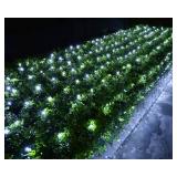 Joomer Christmas Net Lights - 12FT x 5FT 360 LED Plug-in Mesh Lights, Waterproof with 8 Modes, Timer, Connectable for Bushes, Trees, Garden, Outdoor Christmas Decor (Green Wire, White) - Retail: $26