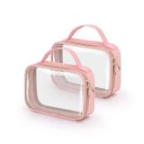 Wedama TSA Approved Toiletry Bag, 2 Pack Clear Makeup Bags with Handles, Quart Size Toiletry Bags, PVC Clear Cosmetic Bags for Women and Men, Carry on Airport Airline Compliant Bag, Pink - Retail: $13