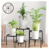 Linpla 5-Pack Decent Metal Plant Stands, Heavy Duty Flower Pot Stands for Multiple Plant, Anti-Rust Iron Plant Pot Shelf, Decoration Racks for Home Indoor and Outdoor (5 Pack Black) - Retail: $20