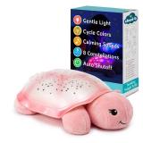 Cloud b Star Projector Nightlight with White Noise Soothing Sounds | Adjustable Settings and Auto-Shutoff | Twinkling Twilight Turtle - Pink - Retail: $40