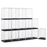15 Display Cases Fits for Lego Minifigures, Mini-Figures Display Boxes Fits for Lego Figures Display, Single Mini-Figures Storage Case for Figures Collectors, Dust-Proof (Black) - Retail: $16