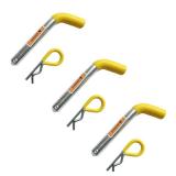 MaxxHaul 50565 3 Pack Trailer Hitch Pin & Clip with Rubber-Coated Vinyl Yellow Grip, 5/8\" Diameter, Fits 2\" Receiver - Retail: $11