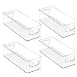mDesign Kitchen Cabinet and Pantry Storage Organizer Bins - Pack of 4, Shallow, Clear - Retail: $35