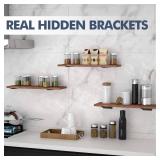 Starunder 6 Pack Floating Shelf Brackets, 6 Inch Heavy Duty Industrial Shelf Bracket, Black Metal L Brackets for Shelves Support DIY(1/5 Inch Thicked) - Retail: $20