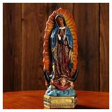 Lependor Our Lady of Guadalupe The Blessed Virgin Mary Resin Statue Sculpture, The Blessed Mother of The Immaculate Comception Home Madonna Figurine - Colored Our Lady - Retail: $17