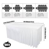Yoquare White Spandex Table Skirt for Rectangle Tables (4Ft) | 1-Pack Stretch Pleated Tablecloth for 48\" L x 24\" W x 30\" H Rectangular Tables | Suitable for Banquets, Trade Shows, Birthday - Retail