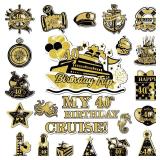 40th Birthday Cruise Door Magnets Decorations, Gold Black Happy 40th Birthday Cruise Ship Door Decor Magnetic for 40th Men Women Anniversary Party Supplies Favors Door Refrigerator Fridge Car Kitchen 