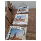 ccdcc 4x4 Collage Picture Frames Set of 2, Rustic Wooden Real Glass Vertical Hanging 3 Opening 4 by 4 Photo Frame, Distressed White - Retail: $18