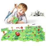 New Plastic Puzzles for Kids Ages 3-5 with A Cute Vehicle, Toddler Puzzles Gift, Critical Thinking Educational Toys, Toys for 3 4 5 6 Year Old Boys Girls, Fun Race Car Track Montessori Toys for Kids -