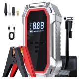 Jump Starter with Air Compressor, 5000A Peak Car Battery Jump Starter(9.0 Gas/8.0L Diesel), 160PSI 12V Jump Box Car Battery Jumper Starter Portable with Smart Jumper Cables, LED Lights, LCD Display - 