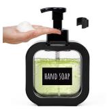 Segbeauty Black Foaming Soap Dispensers, 16.9oz Empty Refillable Foam Hand Soap Dispenser, 500ml Square Plastic Foaming Dish Soap Dispenser Waterproof Press Foam Pump Bottle for Body Soap Home Bath - 