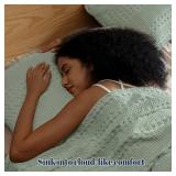 PHF 100% Cotton Waffle Pillow Shams King Size, 2 Pack 20\" x 36\" Soft Skin-Friendly Pillowcases, No Filling, Aesthetic Woven and Breathable Waffle Weave Pillow Case Covers for Bed, Mint Green - Retai