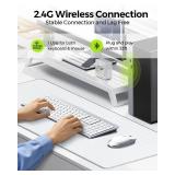 Appears Pre Owned as is Wireless Keyboard and Mouse Combo - Full Size Slim Thin Wireless Keyboard Mouse with Numeric Keypad 2.4G Stable Connection Adjustable DPI (White & Silver) - Retail: $34