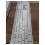 Appears Pre Owned as is Wireless Keyboard and Mouse Combo - Full Size Slim Thin Wireless Keyboard Mouse with Numeric Keypad 2.4G Stable Connection Adjustable DPI (White & Silver) - Retail: $34