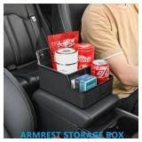 keketuohai Car Storage Organizer Between Seats,Center Console Armrest Storage Box Back Seat Organizer with Small Compartment Car Interior Storage Box,Cup Holder Tray with Non-slip Mat(Black) - Retail: