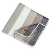 Alpaca Wool Blanket 95 x 65 Inches | Large Warm & Ultra-Soft Throw Blanket | Hypoallergenic, Breathable, Non-Itchy Alpaca Wool | Variegated Design for Sofa, Bed & Couch(Grey Striped) - Retail: $118