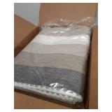 Alpaca Wool Blanket 95 x 65 Inches | Large Warm & Ultra-Soft Throw Blanket | Hypoallergenic, Breathable, Non-Itchy Alpaca Wool | Variegated Design for Sofa, Bed & Couch(Grey Striped) - Retail: $118