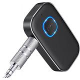 COMSOON Bluetooth AUX Adapter for Car, Noise Reduction Bluetooth Receiver for Music/Hands-Free Calls, Wireless Audio Receiver for Home Stereo/Speaker, 16H Battery Life/Dual Connect (All Black) - Retai