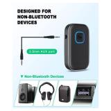 COMSOON Bluetooth AUX Adapter for Car, Noise Reduction Bluetooth Receiver for Music/Hands-Free Calls, Wireless Audio Receiver for Home Stereo/Speaker, 16H Battery Life/Dual Connect (All Black) - Retai