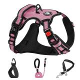 PRE OWNED,AS IS NESTROAD No Pull Dog Harness,Adjustable Oxford Medium Dog Harness with Leash,Reflective No-Choke Pet Vest Harness with Easy Control Soft Handle for Small Medium Large Dogs(M,Pink) - Re