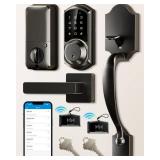 Veise VE06-H Smart Front Door Lock Set, App Control, Keyless Entry Deadbolt with Lever Handle, Electronic Digital Touchscreen Keypad, Auto Lock, Easy Install, Matte Black - Retail: $110