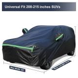 Wouvey Car Cover Waterproof All-Weather - Universal Fit 208-215 Inches SUV Door Zipper Waterproof Sun Protection Outdoor Car Cover with Reflective Strips Oxford Material Cover