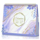 ZEEYUAN Desk Calendar 2026-2027 Small Monthly Desktop Standing Up Flip Calendar From Jan. 2026 to Dec.2027, 24-month Cute Office Desk Calendars with Planner for School Home Table, 10x8.3inch/ Purple -