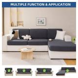 Eismodra Couch Cushion Covers Magic Stretch Sofa Slipcover for 3 Cushion Couch Dogs Pet L Shape 2 Seat Replacement Furniture Protector,Dark Gray Length 25-37 inches(Only 1 Piece) - Retail: $18